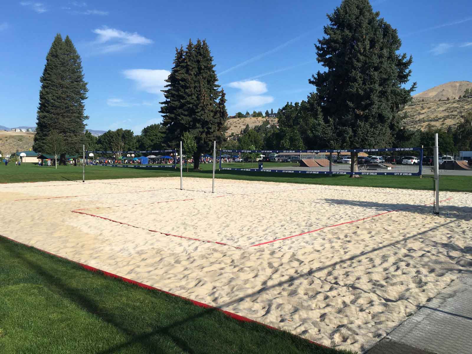 6. Simphome.com Volleyball Court with PVC Lining and White Sands