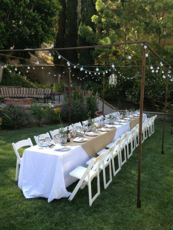 7.Long table backayrd wedding ideas via Simphome.com