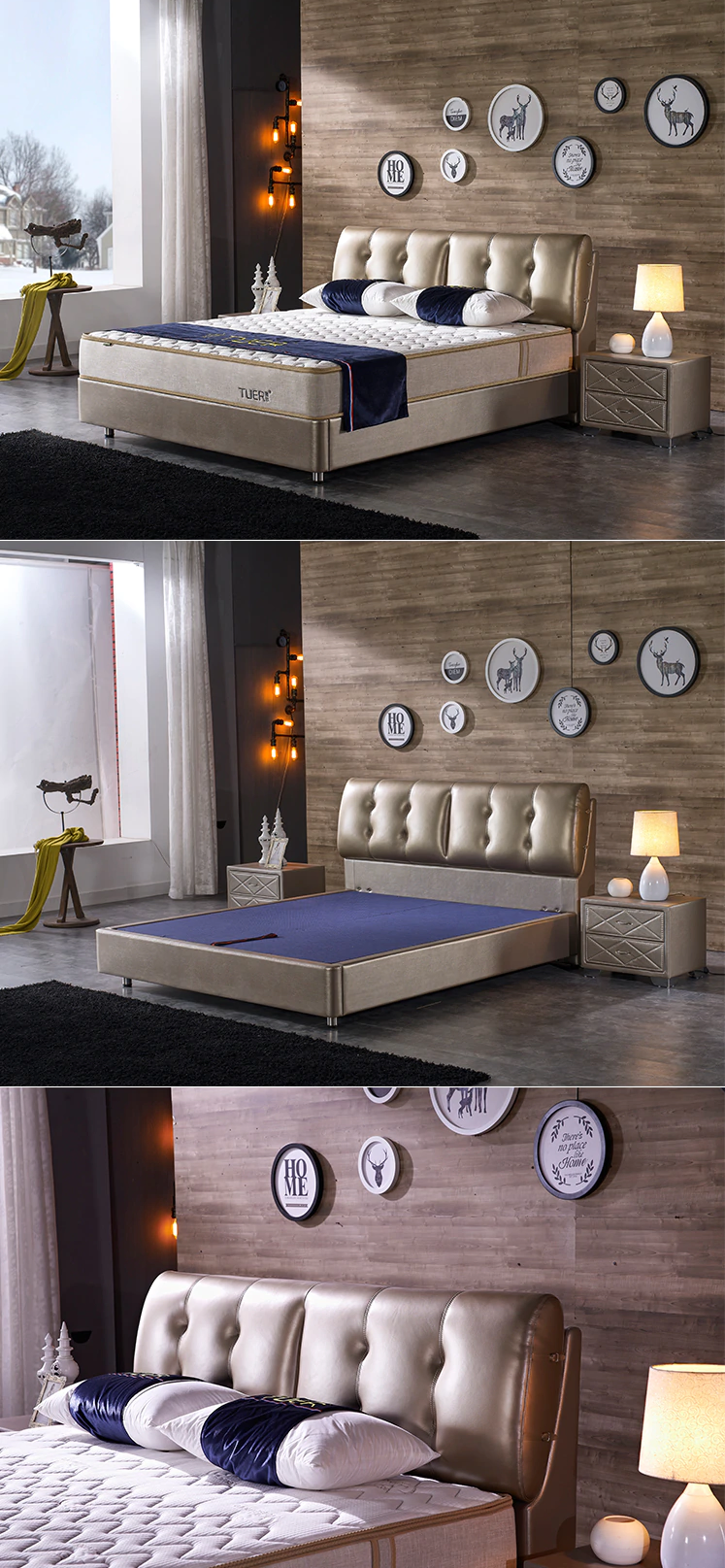 7.SIMPHOME.COM Gold Colored Bedroom with Wood Accents