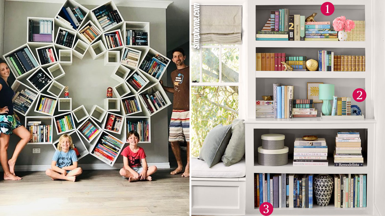SIMPHOME.COM 10 DIY Bookshelf Organization Ideas that will also Decorate Your Room Featured