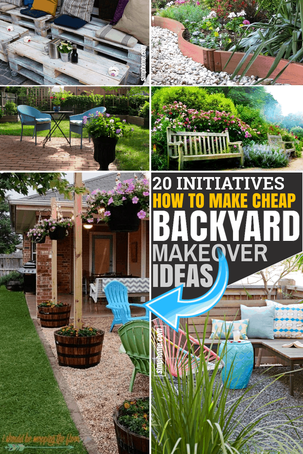 SIMPHOME.COM 10 IDEAS how to make cheap backyard makeover Pinterest Featured Image