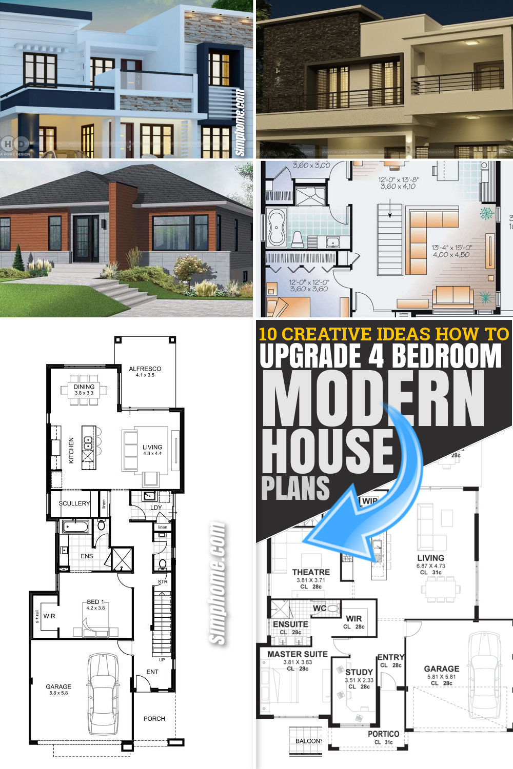 12 Cool Concepts Of How To Upgrade 4 Bedroom Modern House Plans Simphome,Light Grey Tile Living Room
