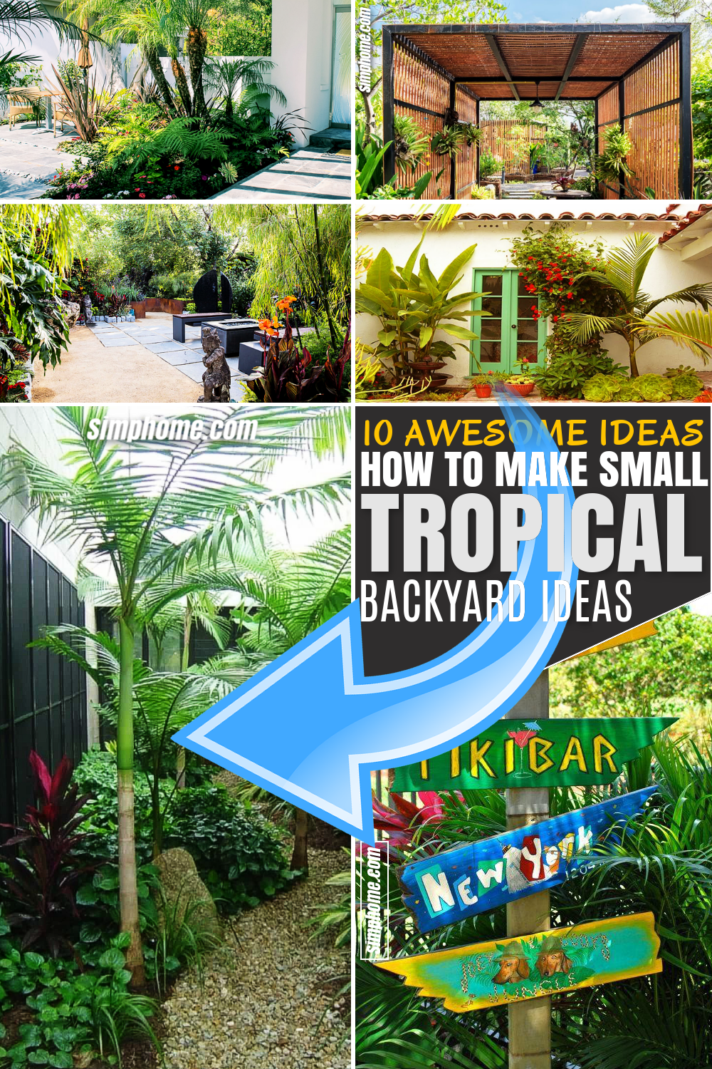 SIMPHOME.COM 10 Awesome Ideas How to Make Small Tropical Backyard Ideas Featured Pinterest