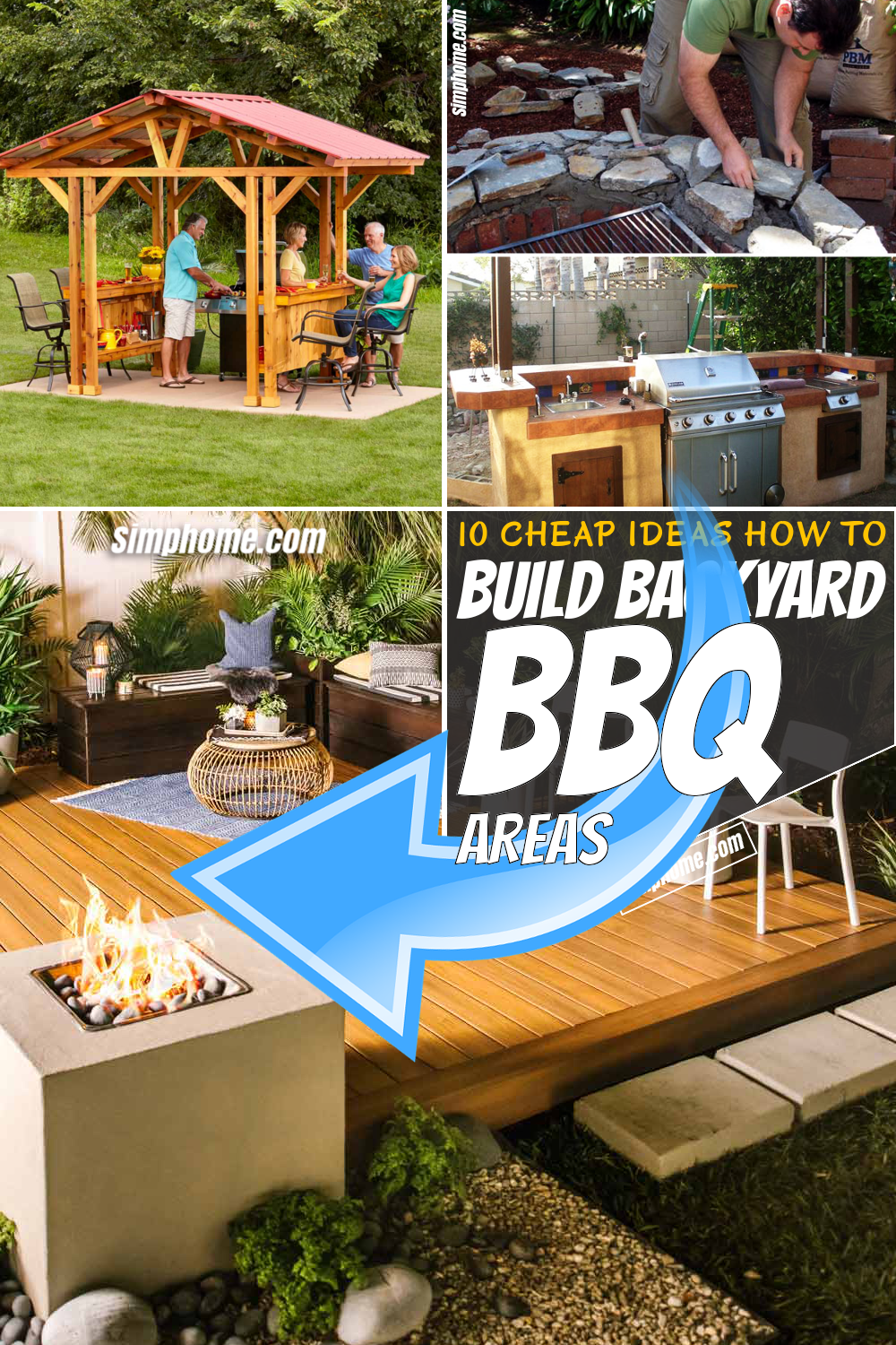 SIMPHOME.COM 10 Cheap Ideas How to Build Backyard BBQ Area Pinterest Featured Image