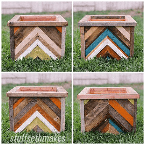 1.Simphome.com Wood Chevron Planter Box