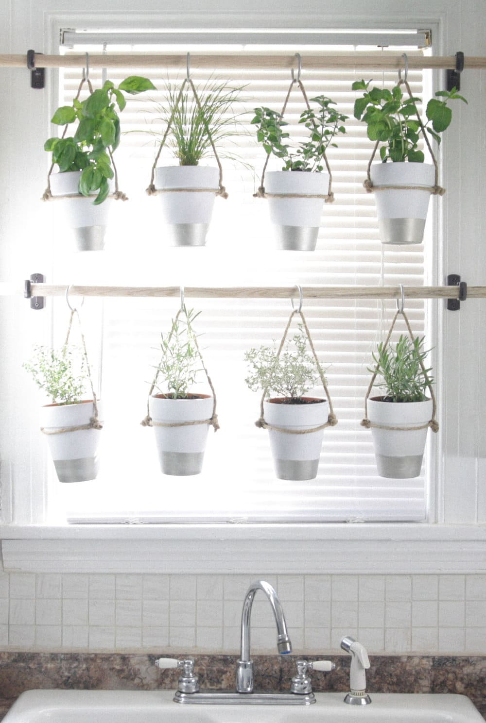 6.Simphome.com Hanging White Indoor Potted Herb Garden