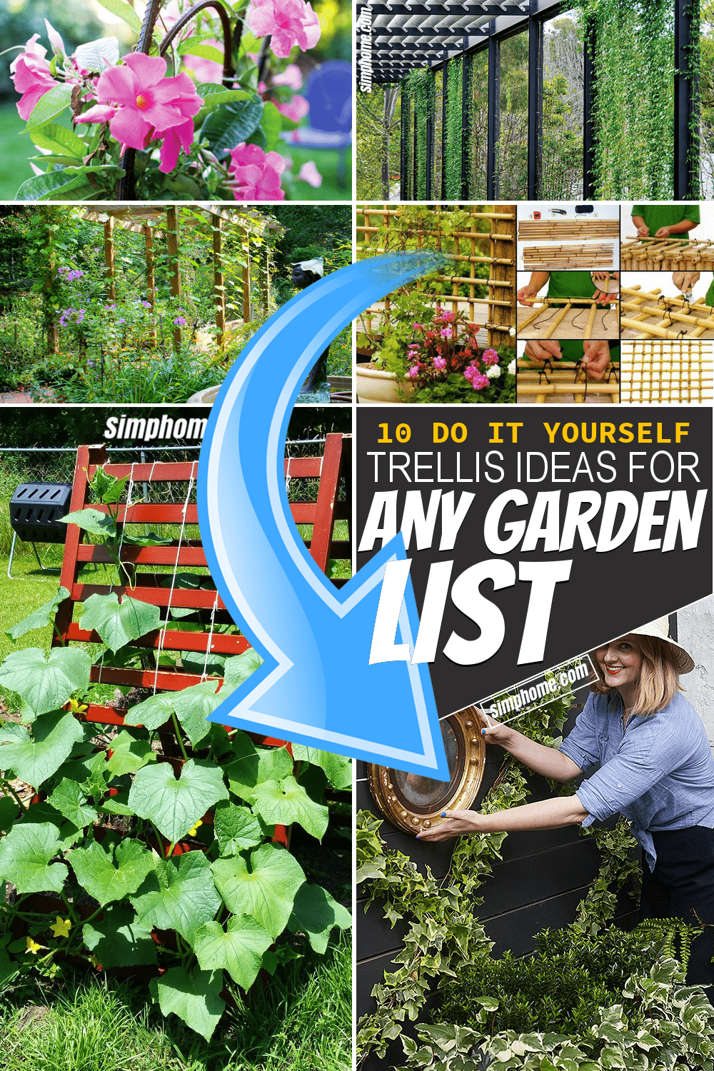 Simphome.com 10 DIY Trellis Ideas for any Garden Featured Pinterest Image