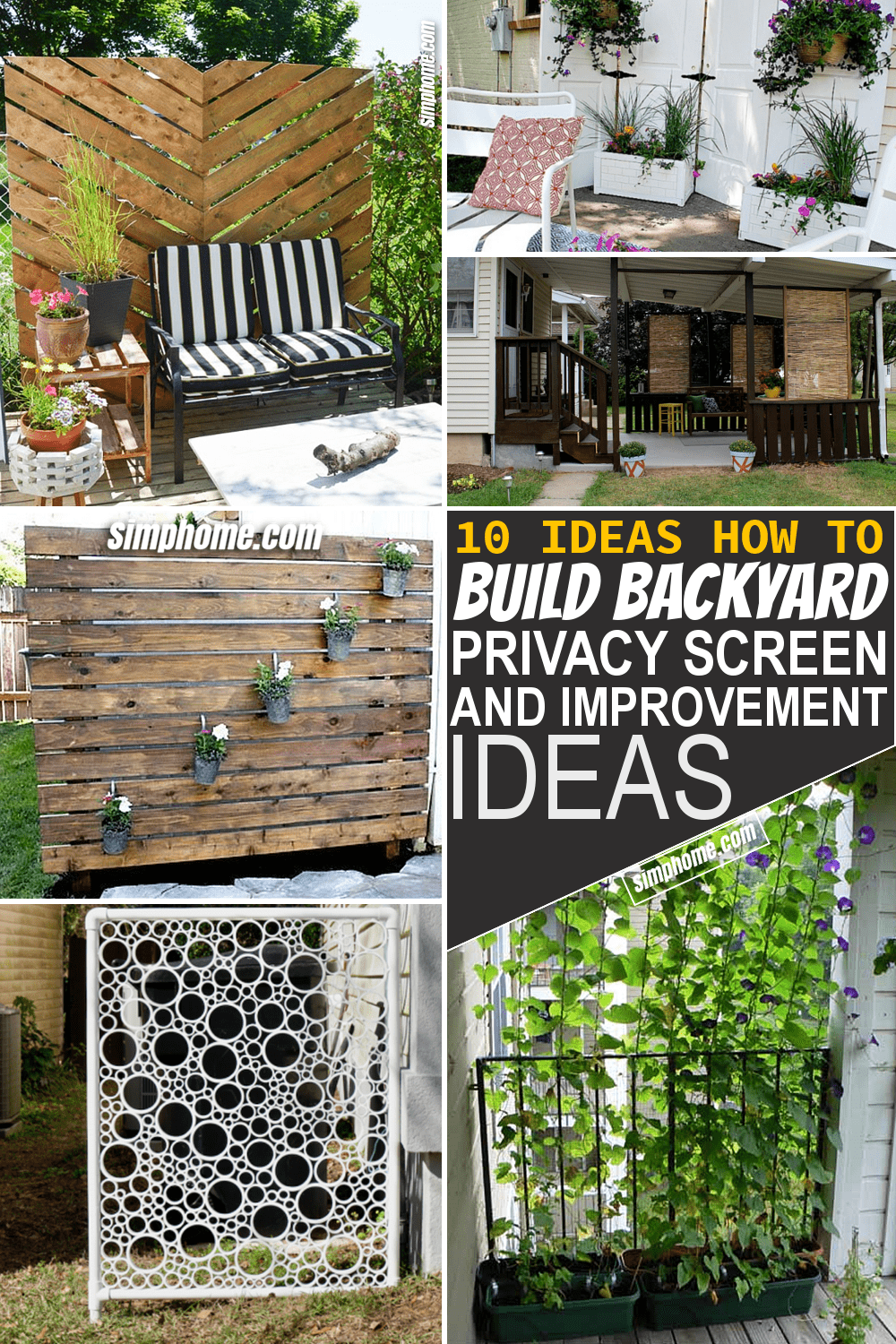 Simphome.com 10 DIY Backyard Privacy Screen Ideas Featured Pinterest Image