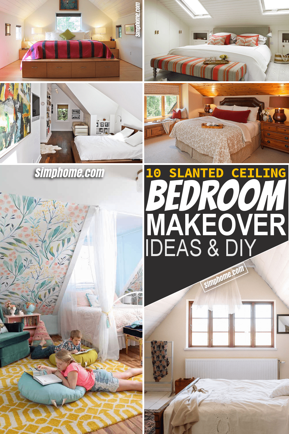 Simphome.com 10 Slanted Ceiling Bedroom Makeover Ideas Featured Pinterest Image