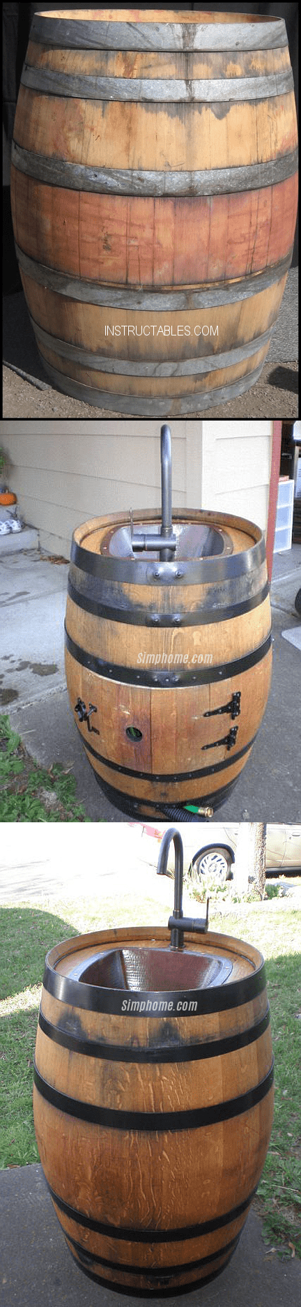 1.Simphome.com Turn an Old Wine Barrel into an Outdoor Sink