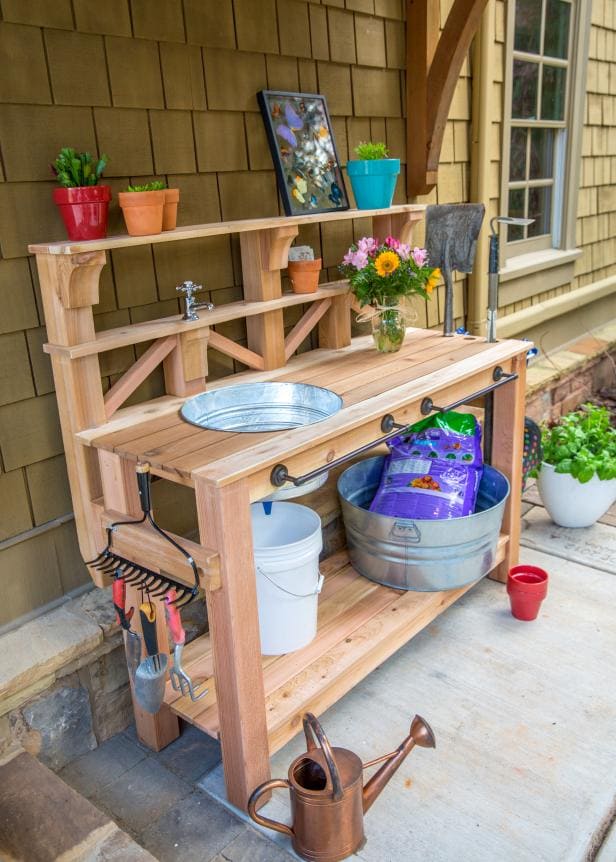 8.Simphome.com Garden Potting Bench with Sink