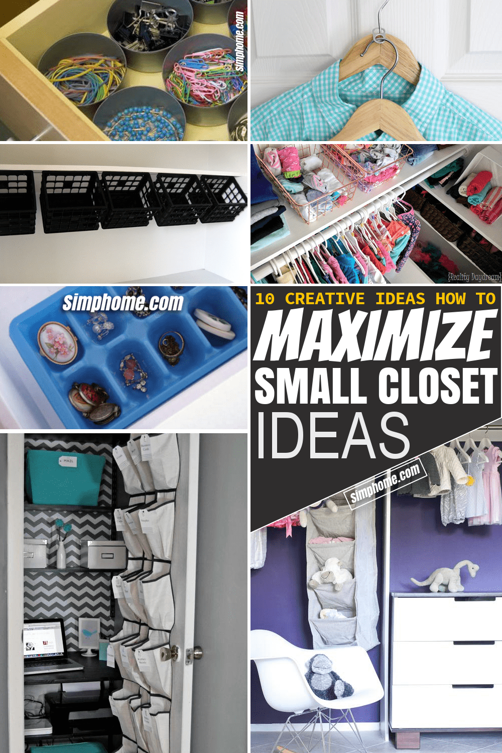 Simphome.com 10 Creative Ideas How to Maximize Small Closets Pinterest Featured Image