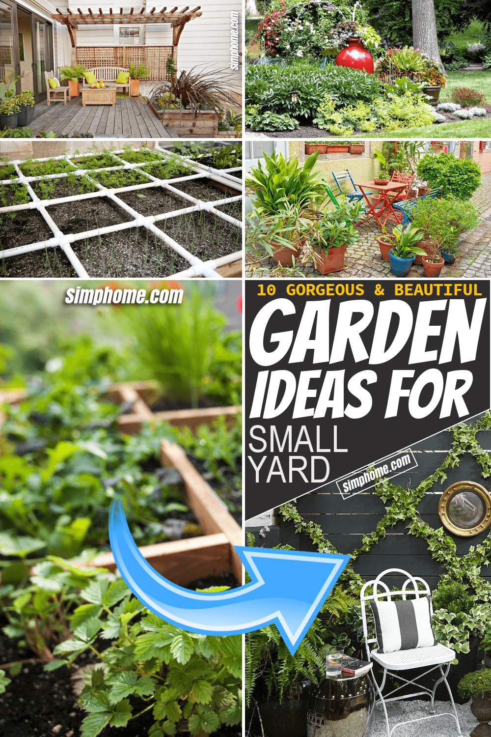 Simphome.com 10 garden ideas for small yard Pinterest featured image