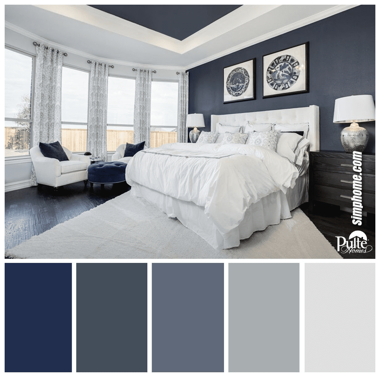 Simphome.com a bedroom design has the right idea the rich blue color palette pertaining to bedroom color palette ideas