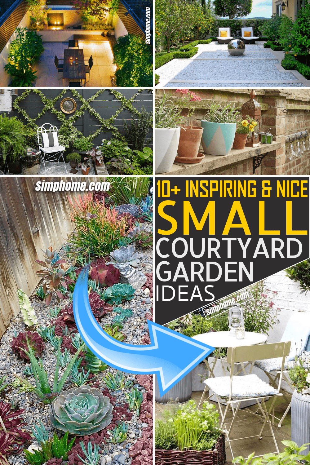 Simphome.com 10 Small Courtyard Garden Ideas Featured Pinterest Image