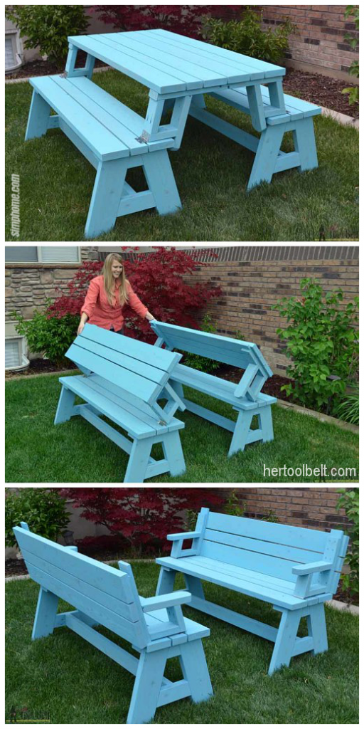 10.Convertible Picnic Table and Bench By Simphome.com
