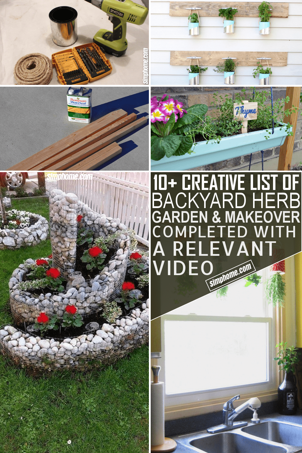 10 Backyard Herb Garden Ideas via Simphome.com Featured Image