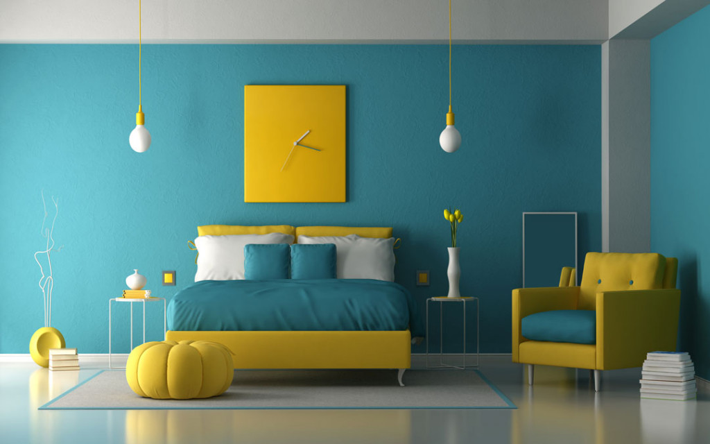 4.Cute Blue and Yellow Color Combination via Simphome.com
