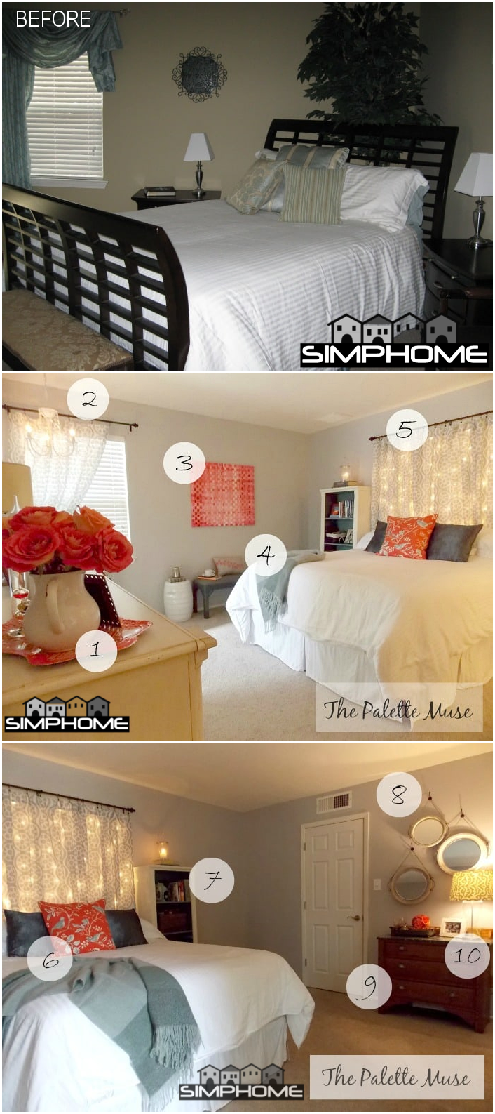 8.Redo Bedroom for Cheap via Simphome.com