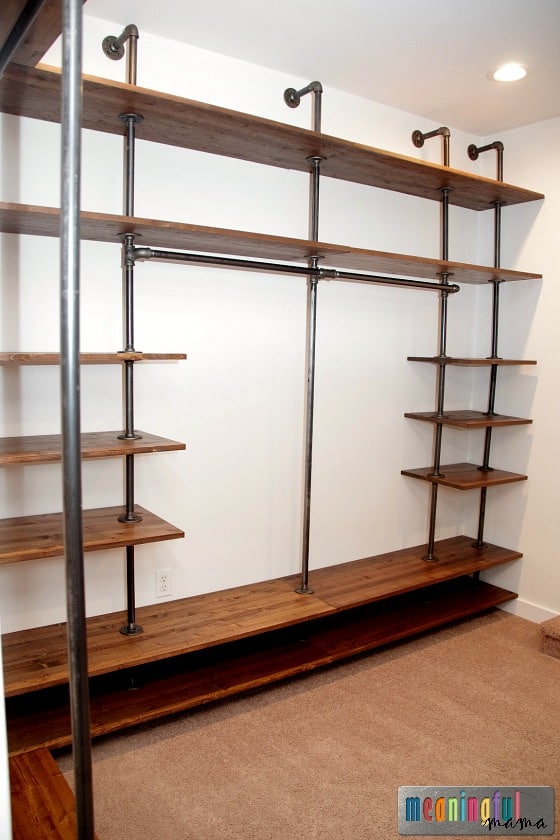 3. Build your own walk in closet system simply using pipes by simphome.com
