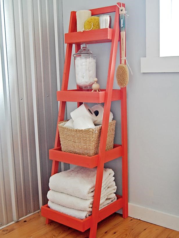 6.Red Ladder Shelving Project by simphome.com
