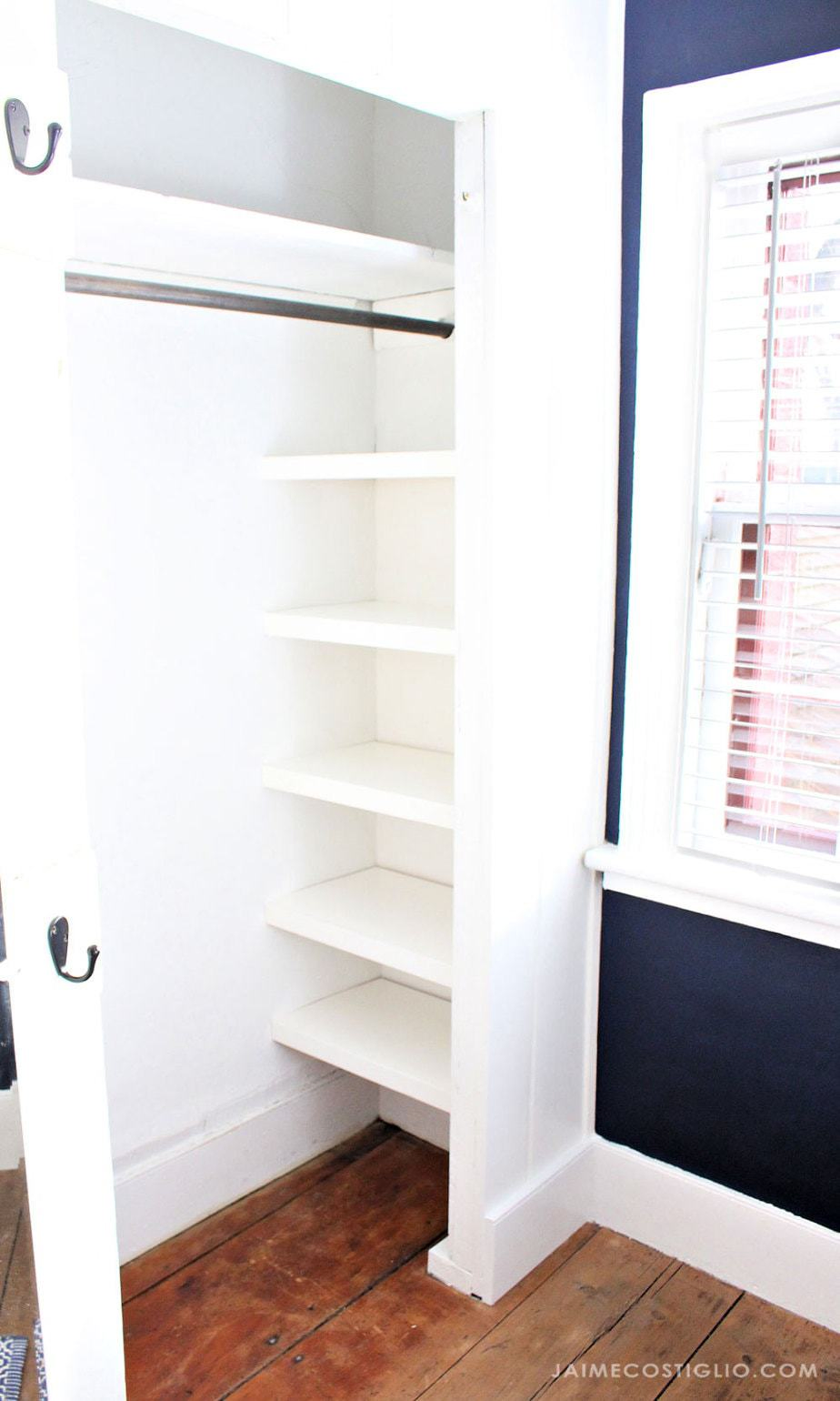 7. Try completing this EASY CLOSET SHELVES Ideas by simphome.com