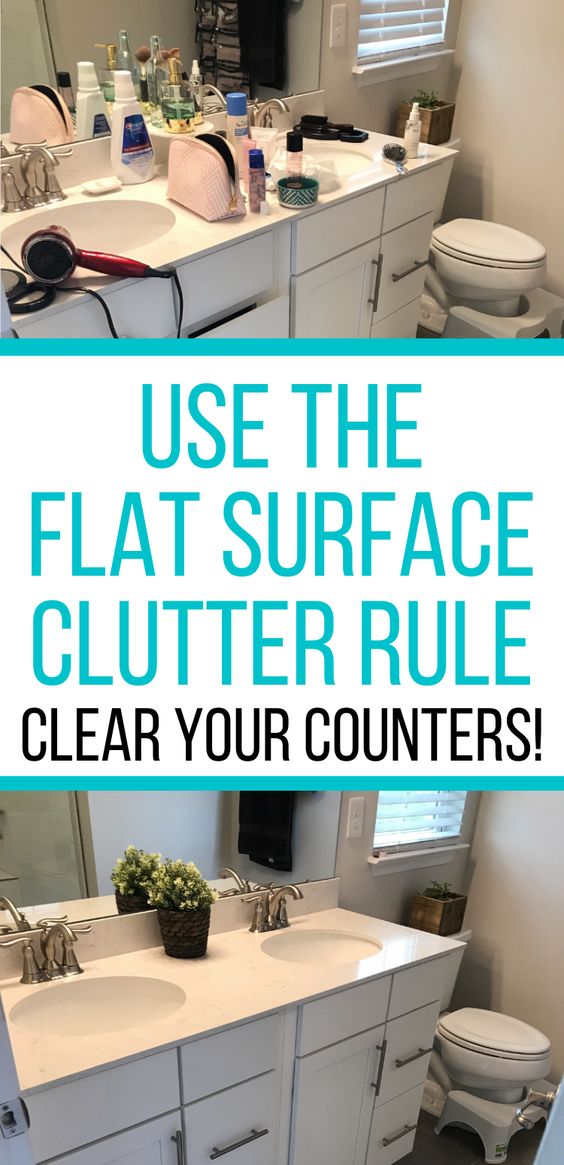 1. Follow this Flat Surface Rule to conquer your Bathroom Counter Clutter by simphome.com