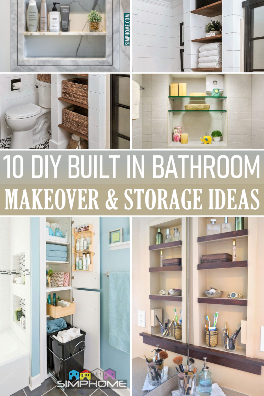 10 DIY Built in Bathroom Storage Ideas via Simphome.comFeatured