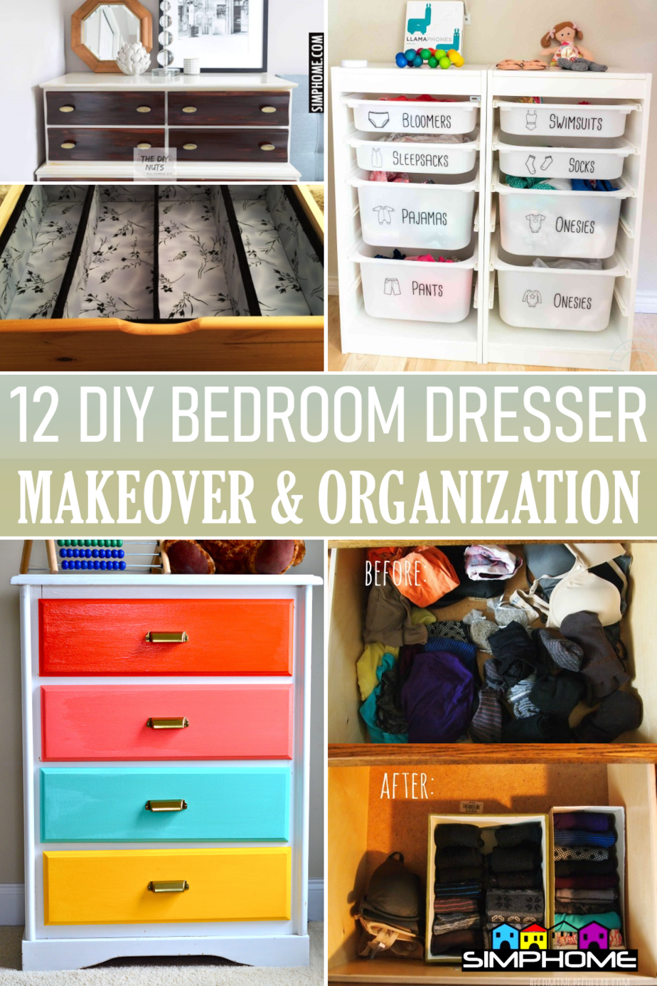 12 Bedroom Dresser Organization via Simphome.comFeatured