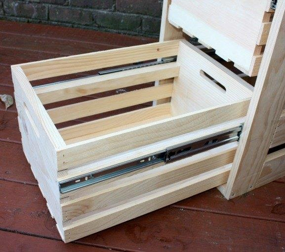 12.DIY Crate Cabinet With Sliding Drawers by simphome.com