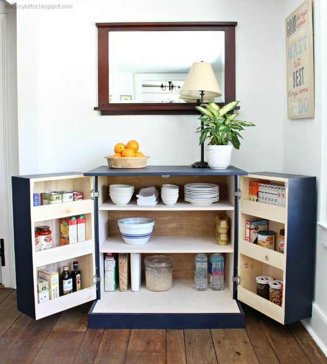 6. Craft this unique DIY FREESTANDING KITCHEN PANTRY CABINET by simphome.com
