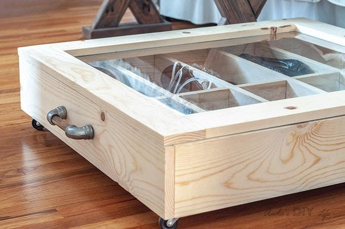 9.Organize your shoe with this DIY under bed storage drawer idea include with glass by simphome.com