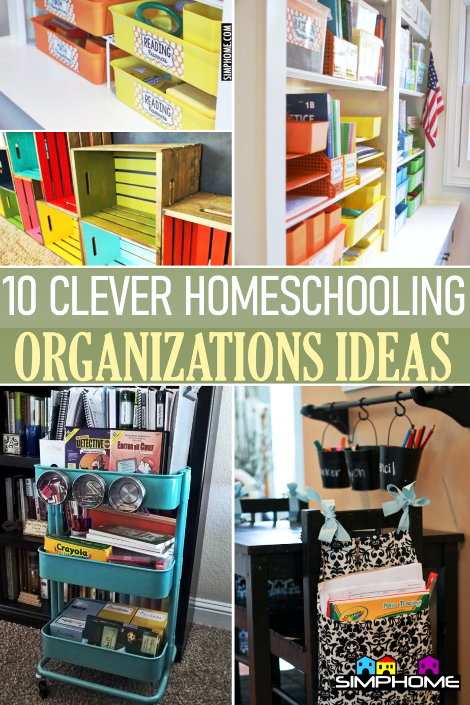10 Clever Homeschooling Organization Ideas for Small Space via Simphome.comFeatured