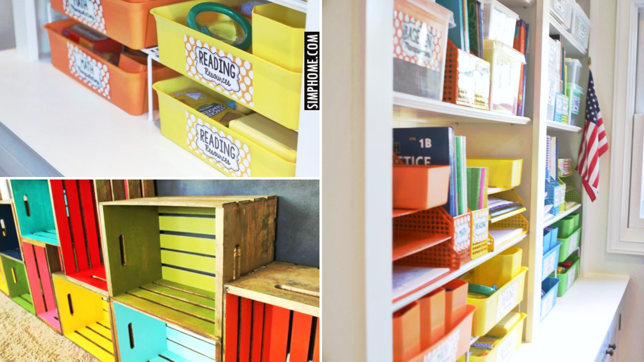 10 Clever Homeschooling Organization Ideas for Small Space via Simphome.comthumbnail