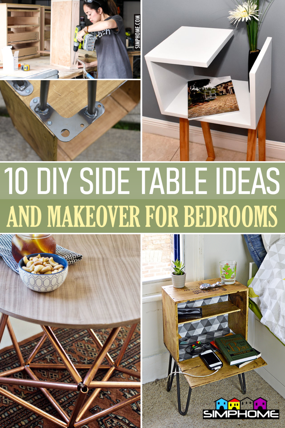 10 DIY Side Table for Bedroom Ideas via Simphome.comFeatured Image