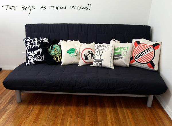 11. Tote Bags As Throw Pillows by simphome.com