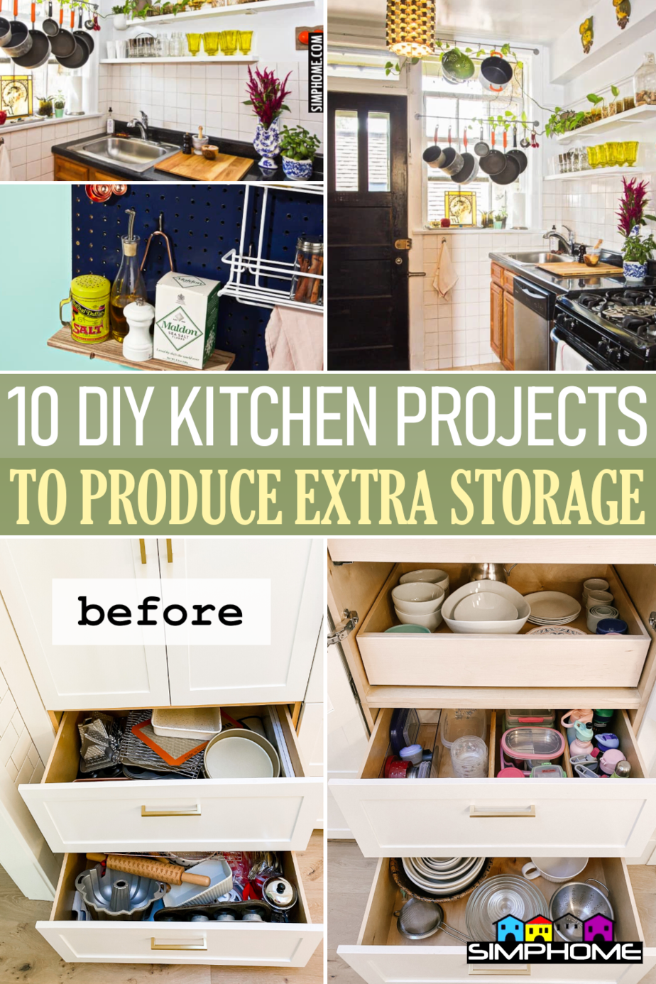 10 DIY Kitchen Projects To Produce Extra Storge via Simphome.comFeatured