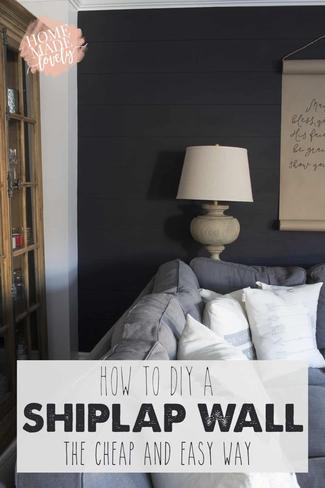 4. Charcoal Gray Shiplap Accent Wall by simphome.com