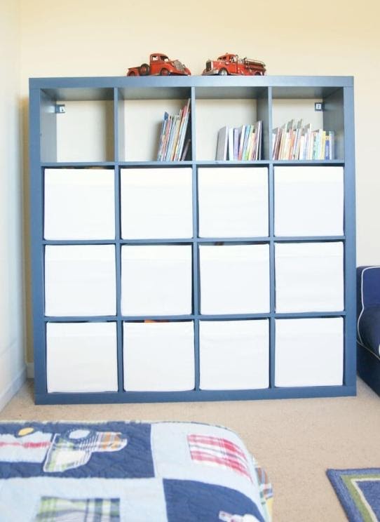 8. A Blue Painted Bookcase for Kids by simphome.com