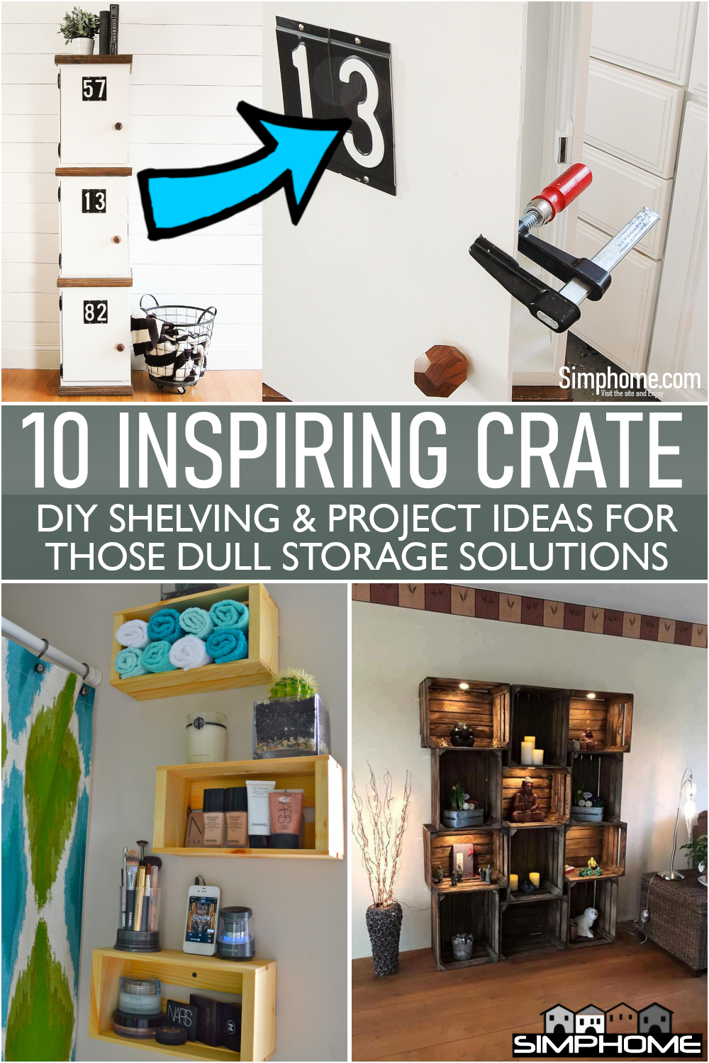Get this 10 inspiring crate DIY shelving via Simphome.com